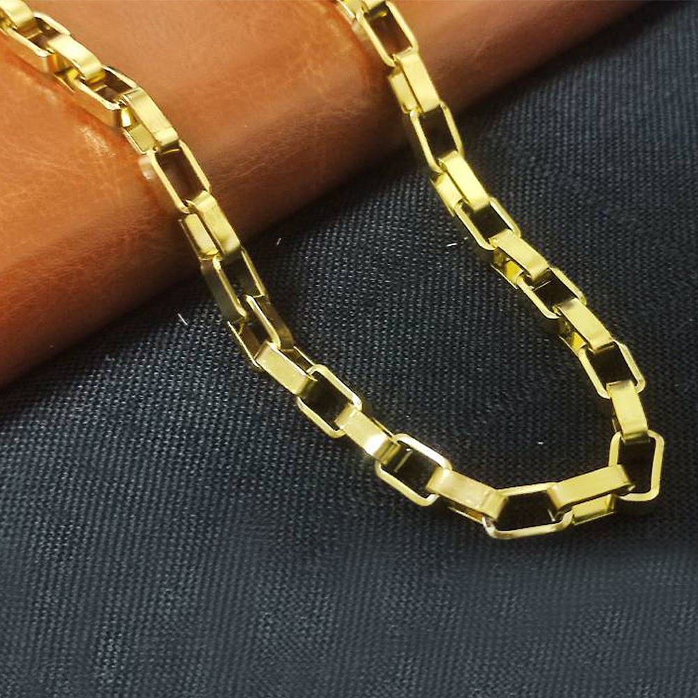 گردنبند استیل مدل آجری طلایی